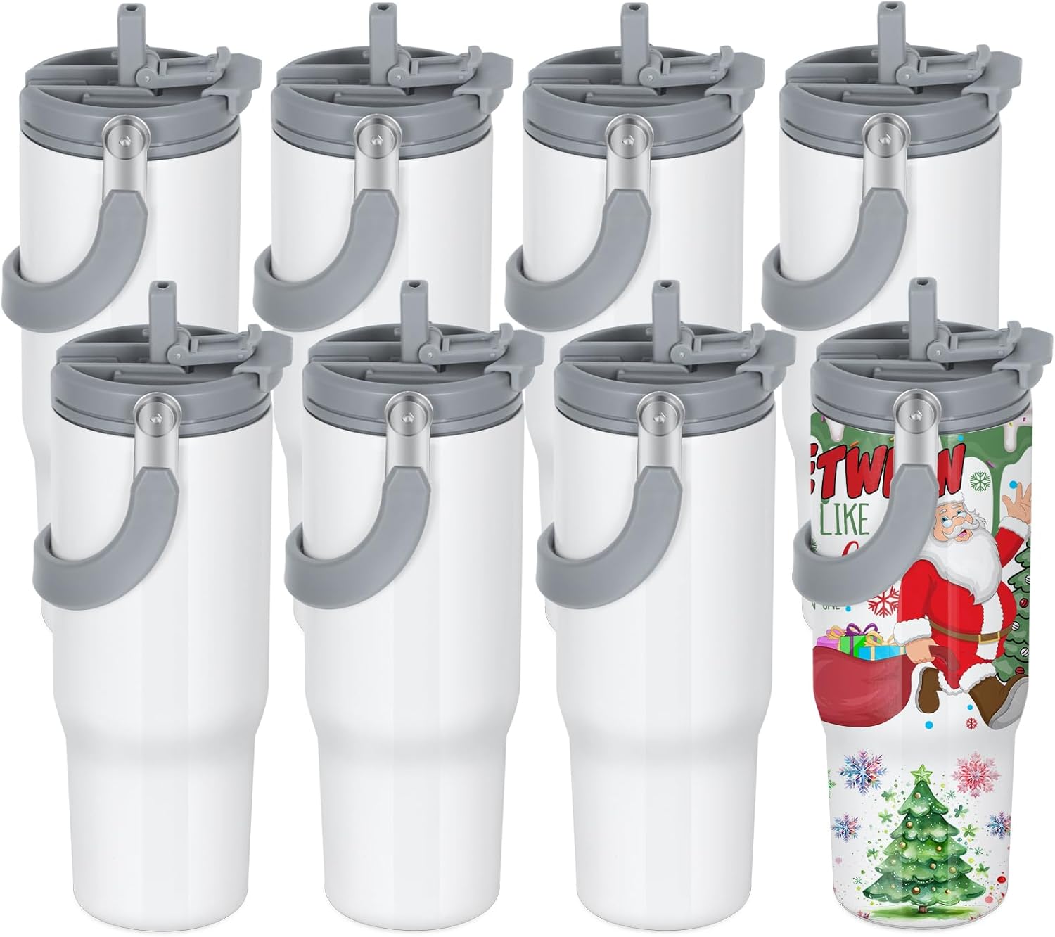 Custom 30oz Tumbler with Handle — Flip Straw 2-in-1 Lid, Leak Proof