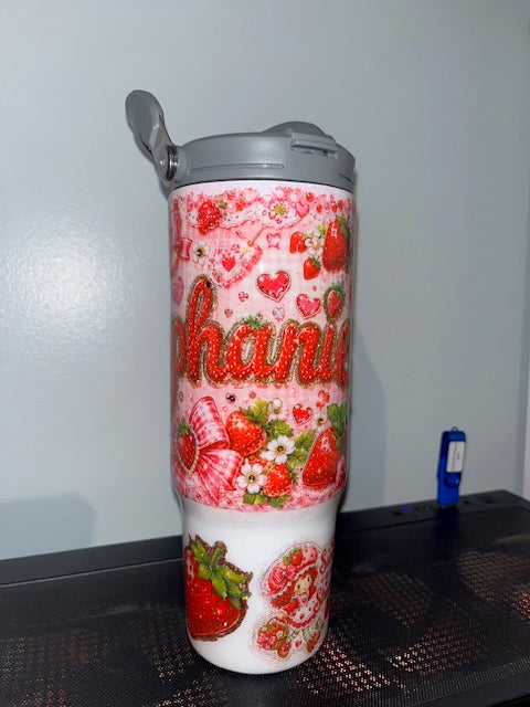 Custom 30oz Tumbler with Handle — Flip Straw 2-in-1 Lid, Leak Proof
